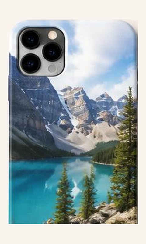 Funda de móvil impresa con una foto de viaje de un lago de montaña